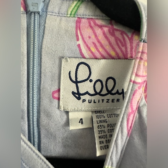 Y2K Lilly Pulitzer Sheath Dress Halter Sleeveless Lavender Blue Floral Sz 4 - Picture 2 of 3